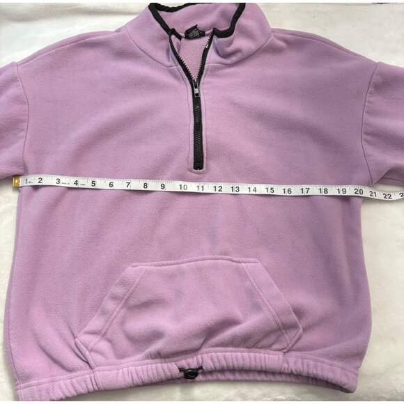 Lavender Fleece Quarter-Zip Pullover Sweatshirt W/ Kangaroo Pocket JuniorWomenL - Picture 7 of 12